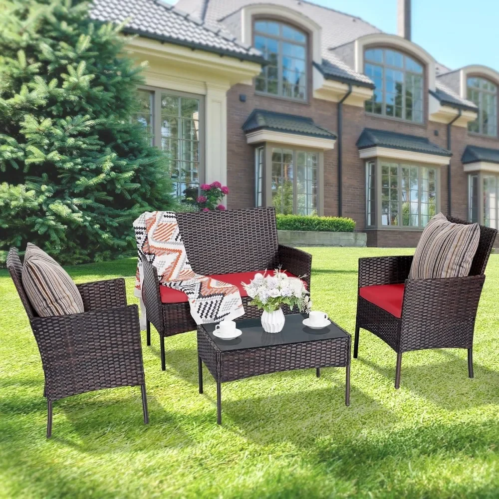 Outdoor Furniture Loveseat - Juego de 4 piezas de juegos