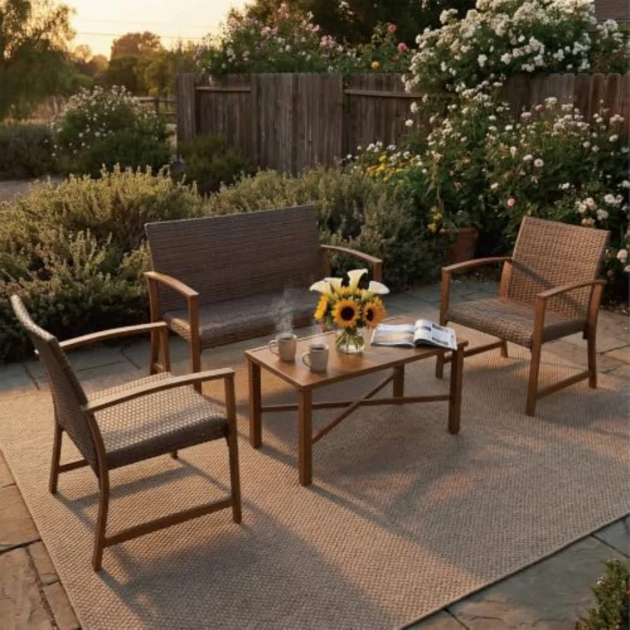 Outdoor Furniture Resin - Juego de muebles de mimbre para