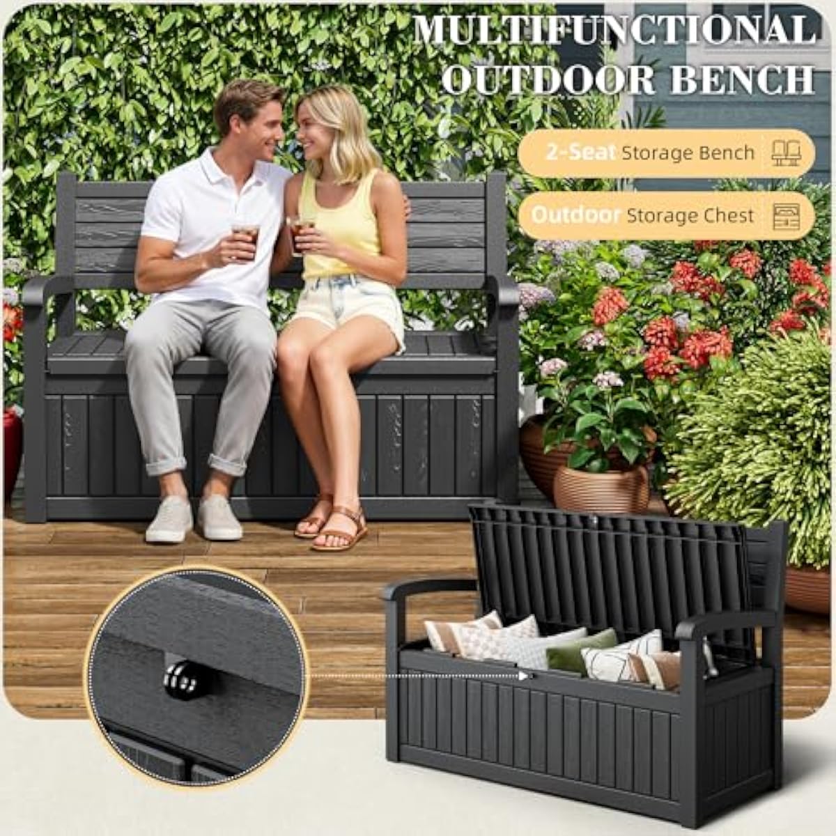 Banco de almacenamiento para e - Outdoor Furniture Resin reseña y precio