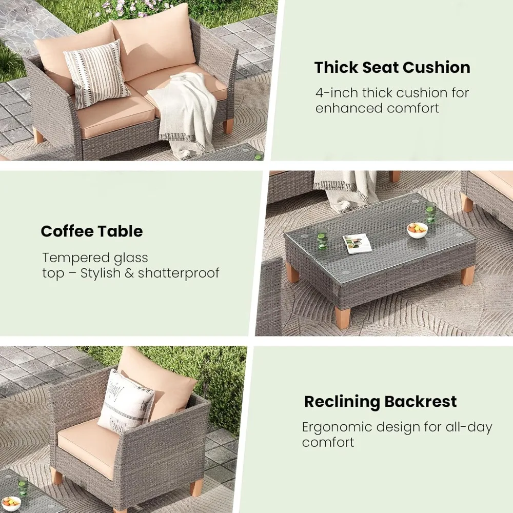 Juego de muebles de patio de 5 - Outdoor Furniture Loveseat reseña y precio