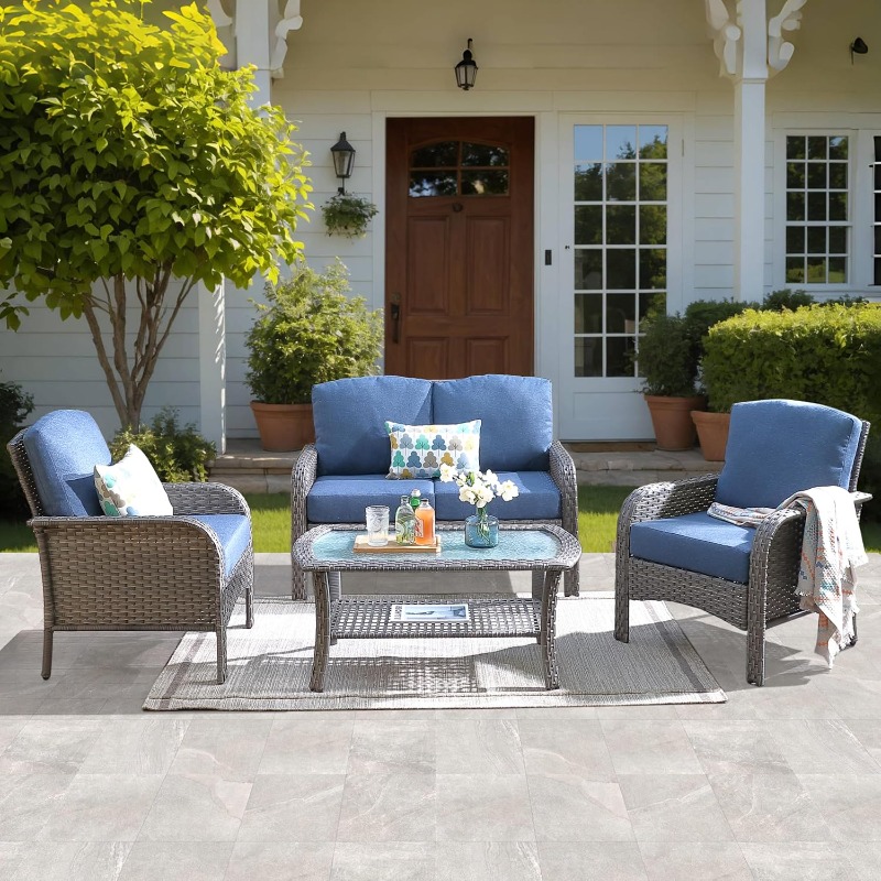 Juego de muebles de patio de 4 - Outdoor Furniture Loveseat reseña y precio