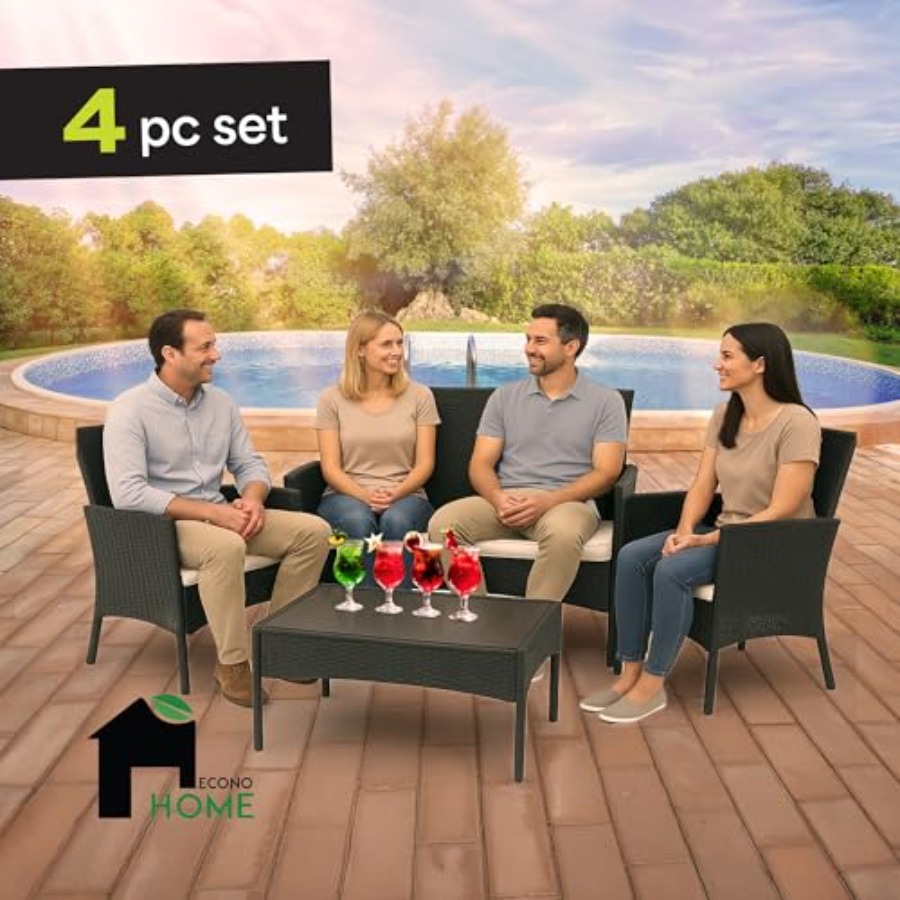 Juego de Muebles de Patio de 4 - Outdoor Furniture Loveseat reseña y precio
