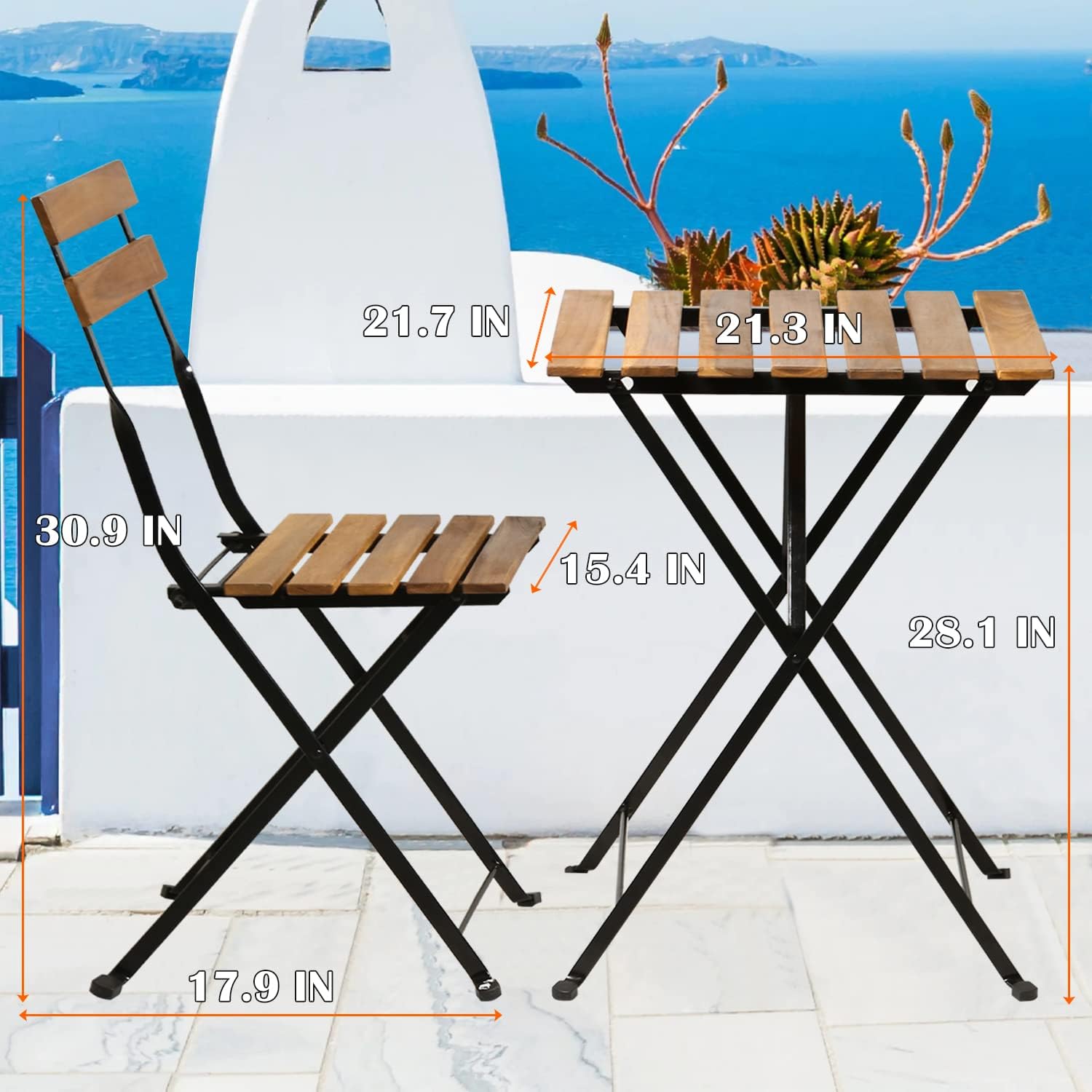 Conjunto de bistró plegable de - Outdoor Furniture Wooden reseña y precio