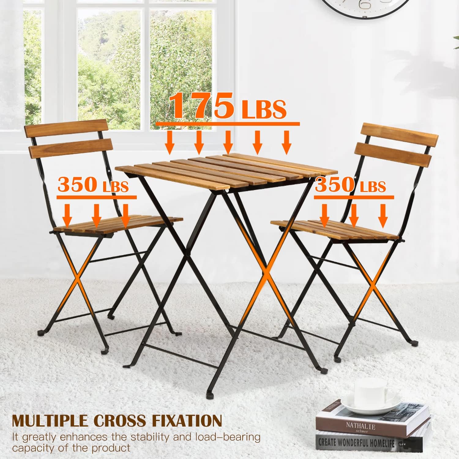 Conjunto de bistró plegable de - Outdoor Furniture Wooden reseña y precio