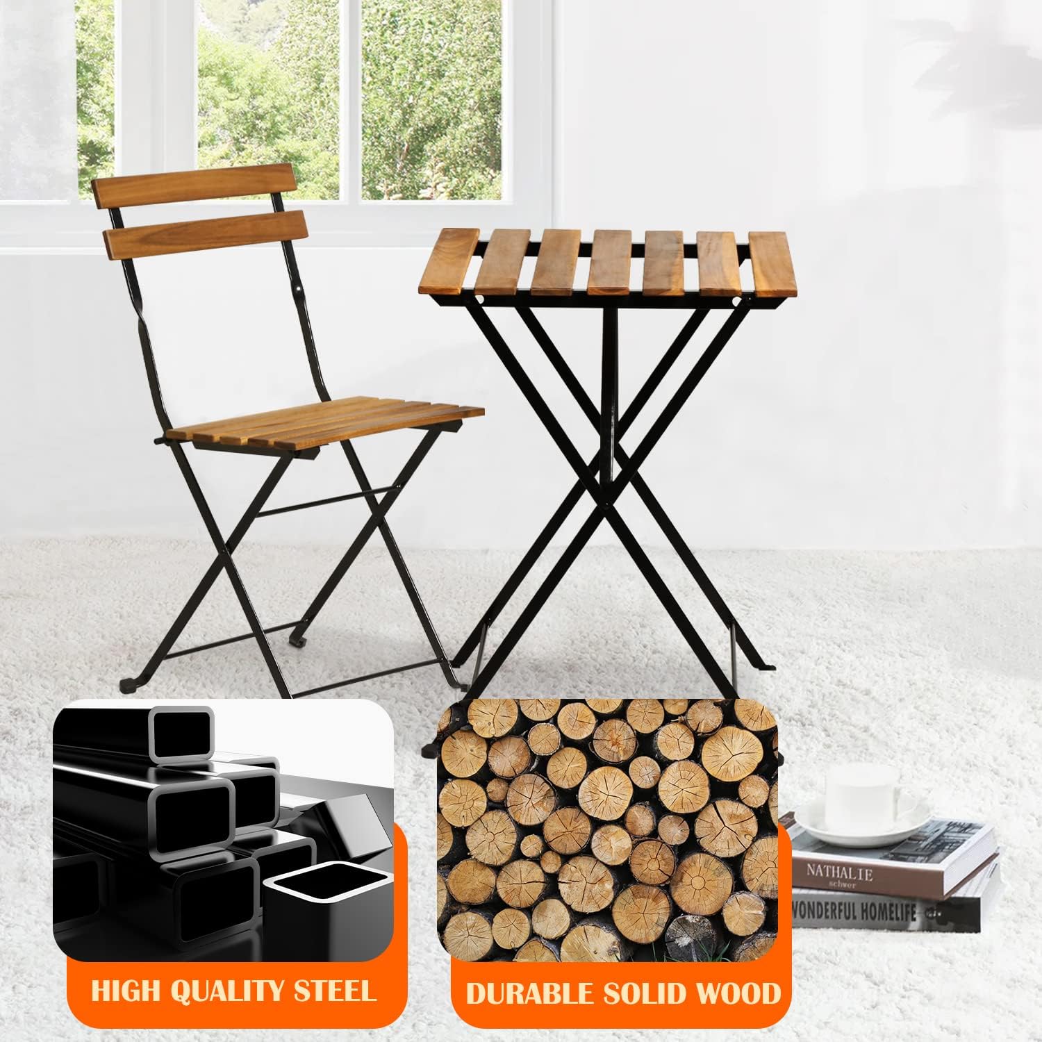 Conjunto de bistró plegable de - Outdoor Furniture Wooden reseña y precio