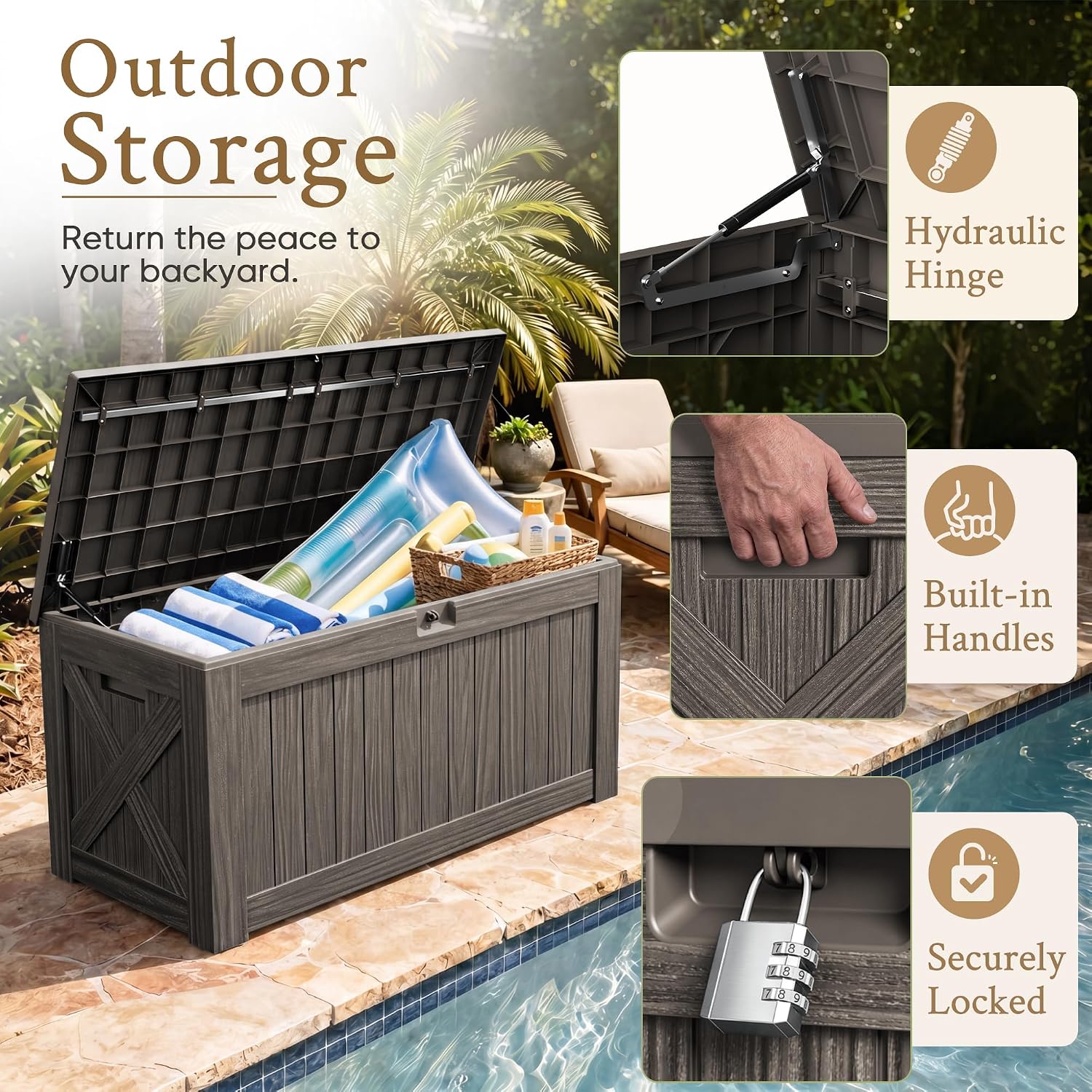 Caja de almacenamiento grande  - Outdoor Furniture Wooden reseña y precio