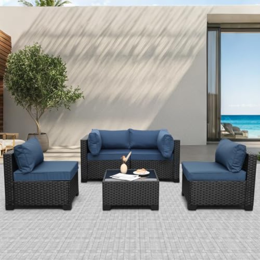 Juego de Muebles de Patio de 5 - Outdoor Furniture Resin reseña y precio