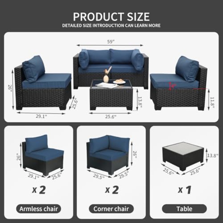 Juego de Muebles de Patio de 5 - Outdoor Furniture Resin reseña y precio