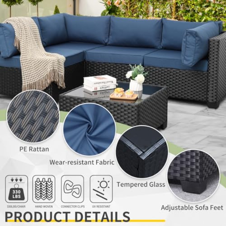 Juego de Muebles de Patio de 5 - Outdoor Furniture Resin reseña y precio