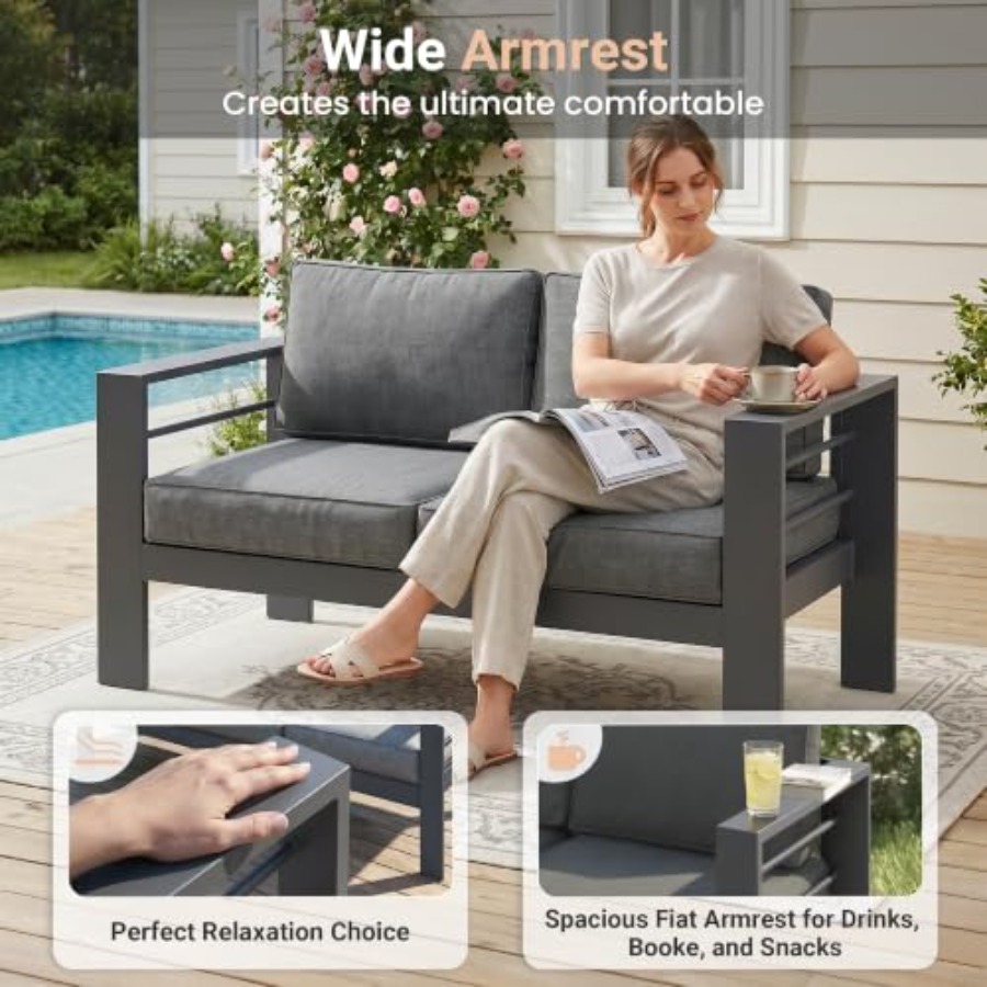 Sofá de aluminio para exterior - Outdoor Furniture Loveseat reseña y precio