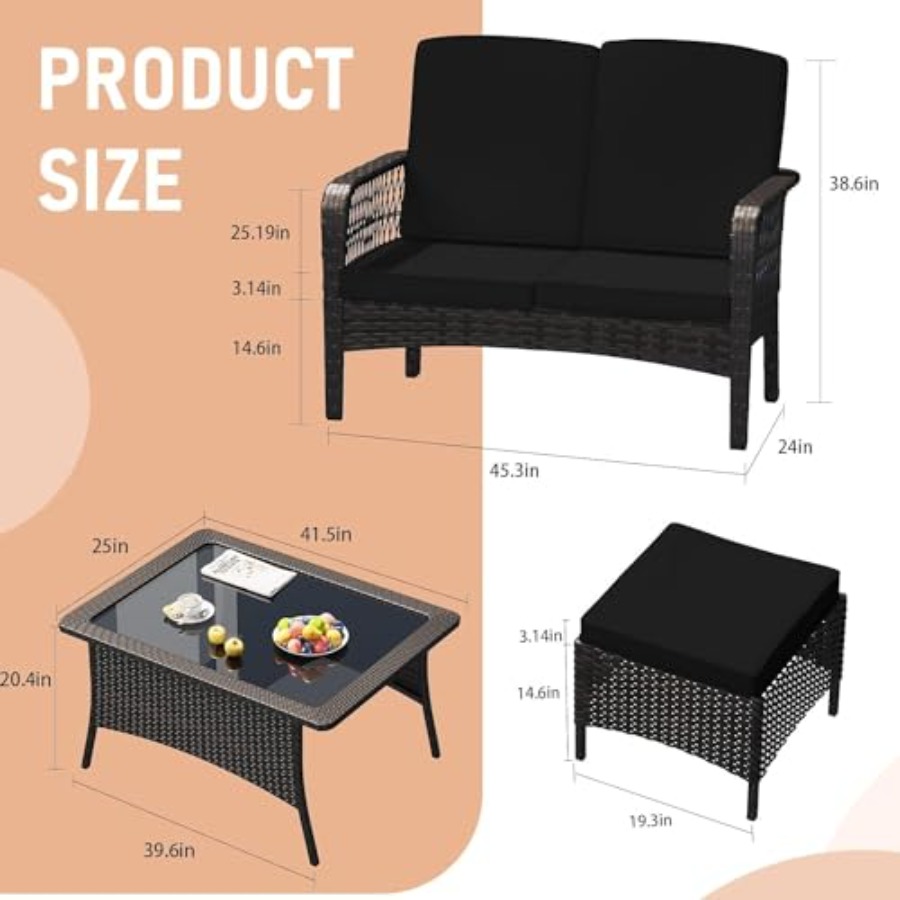 Conjunto de Muebles de Patio,  - Outdoor Furniture Loveseat reseña y precio